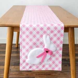 Easter Bunny Pink Check Table Runner